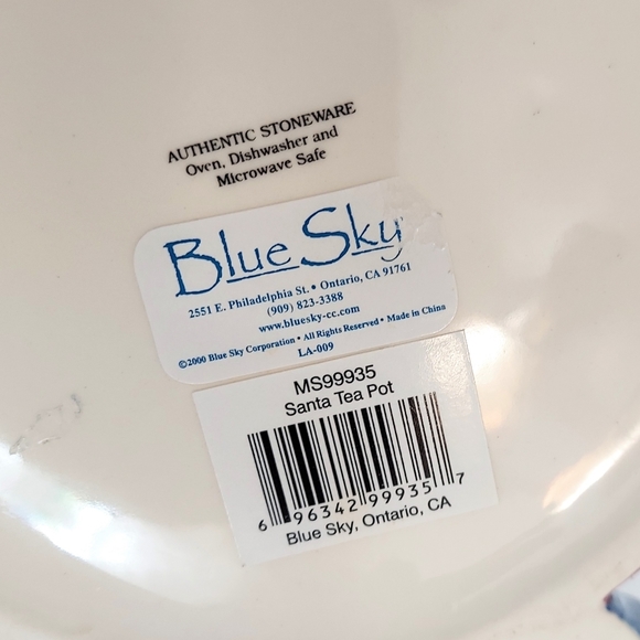 Blue Sky Santa Teapot Luster Glaze Christmas Tree Spout Clayworks - Picture 10 of 10